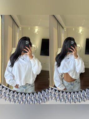 Nike White Sweatshirt with Black Swoosh